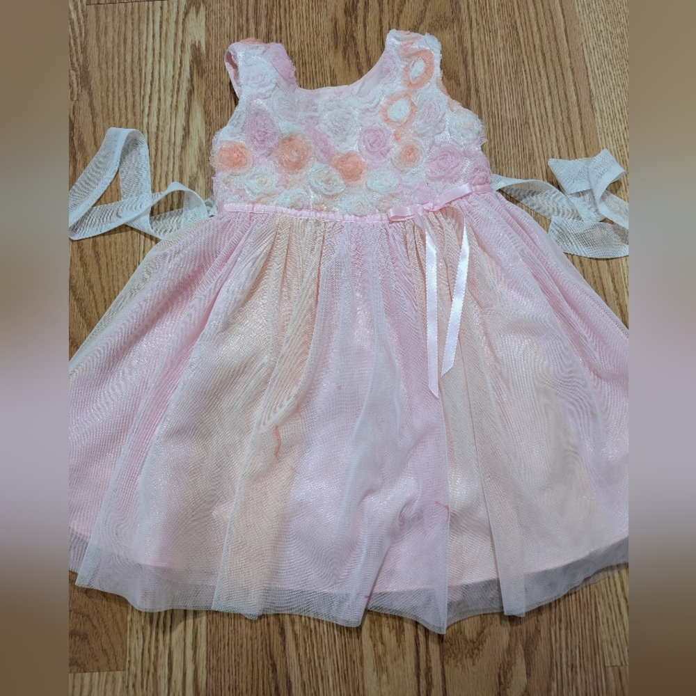 Toddler Girl Floral Rosette Tulle Dress Easter Wedding 3T